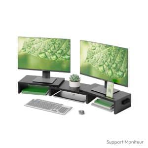 Réhausseur écran PC BONTEC double moniteur bois réglable