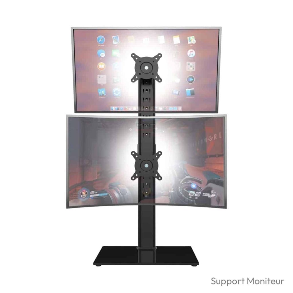 Socle écran pc double moniteur vertical empilable 13-34 pouces 44 lbs