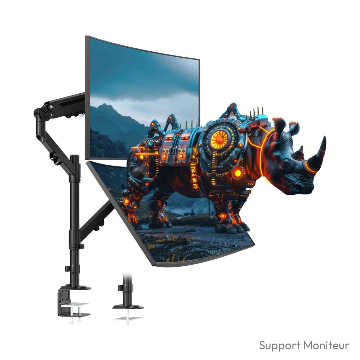 Support de moniteur double 17-40 pouces 12 kg VESA 75 100 mm vertical et parallèle
