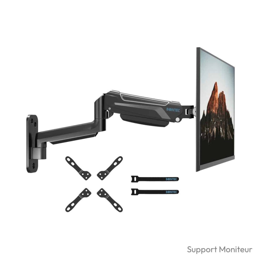 Support mural écran pc BONTEC à ressort à gaz 13-42 pouces 9 kg VESA 200x200