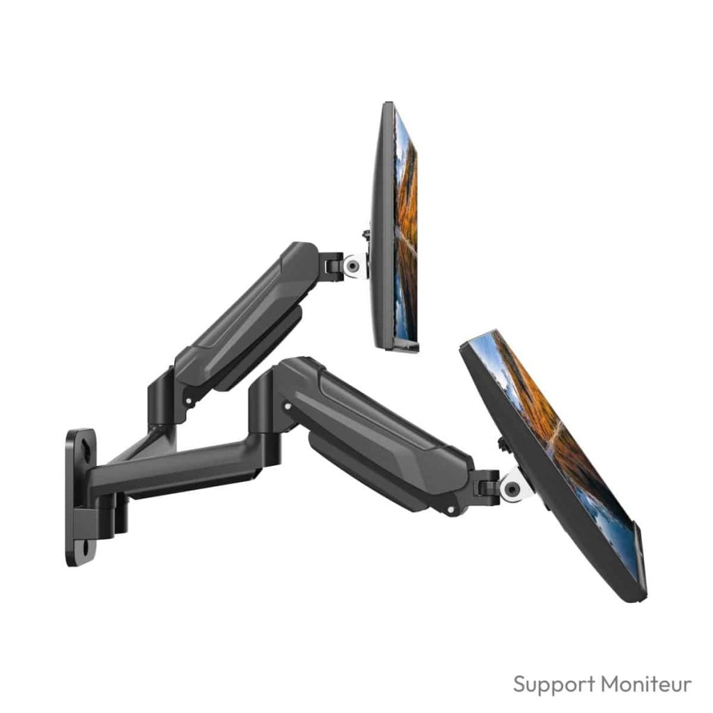 Support mural pour écran pc BONTEC double bras articulé à gaz 9 kg VESA 100x100