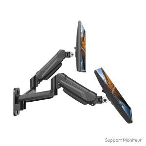 Support mural pour écran pc BONTEC double bras articulé à gaz 9 kg VESA 100x100