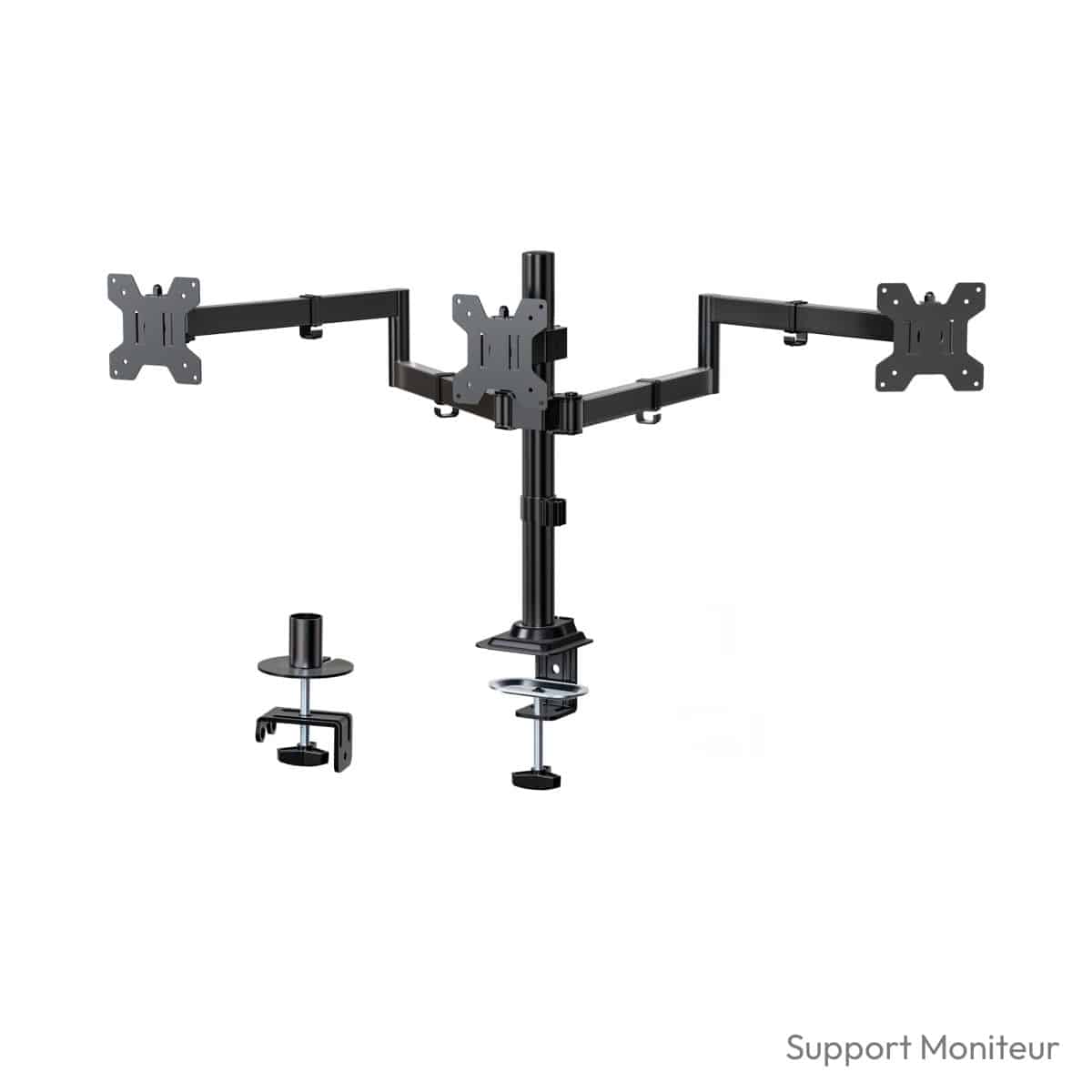 Support pour 3 écran pc WALI M003S triple bras réglable 27 pouces 10 kg VESA 100mm